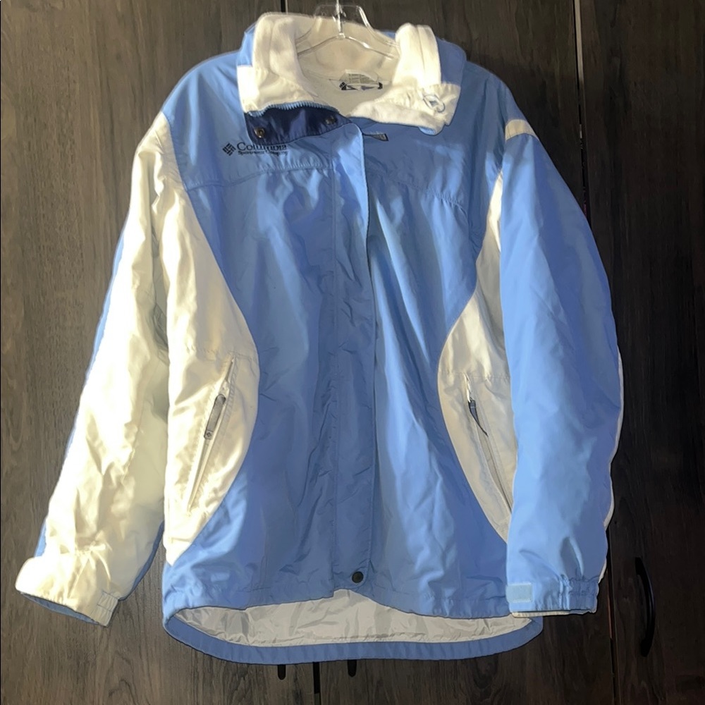 Columbia Core Interchange women's jacket in light blue and white size large